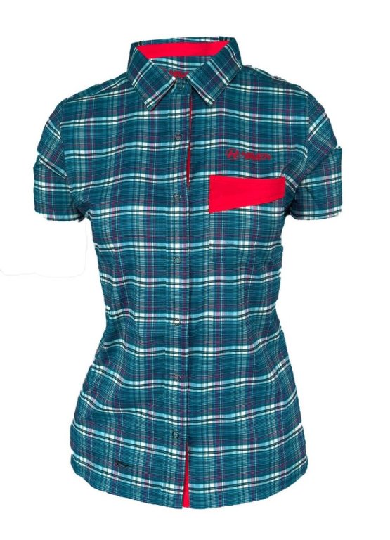košile krátká dámská HAVEN Agness Slimfit modrá/růžová