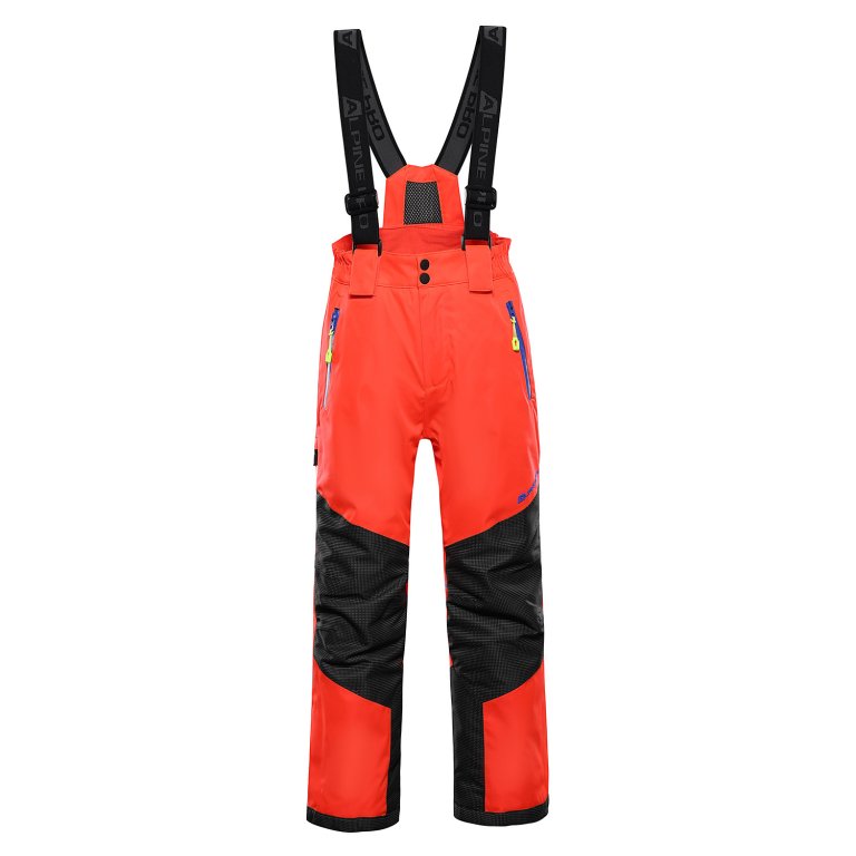 kalhoty dětské lyžařské ALPINE PRO WERADO 2 s membránou PTX SNOW oranžovo/červen