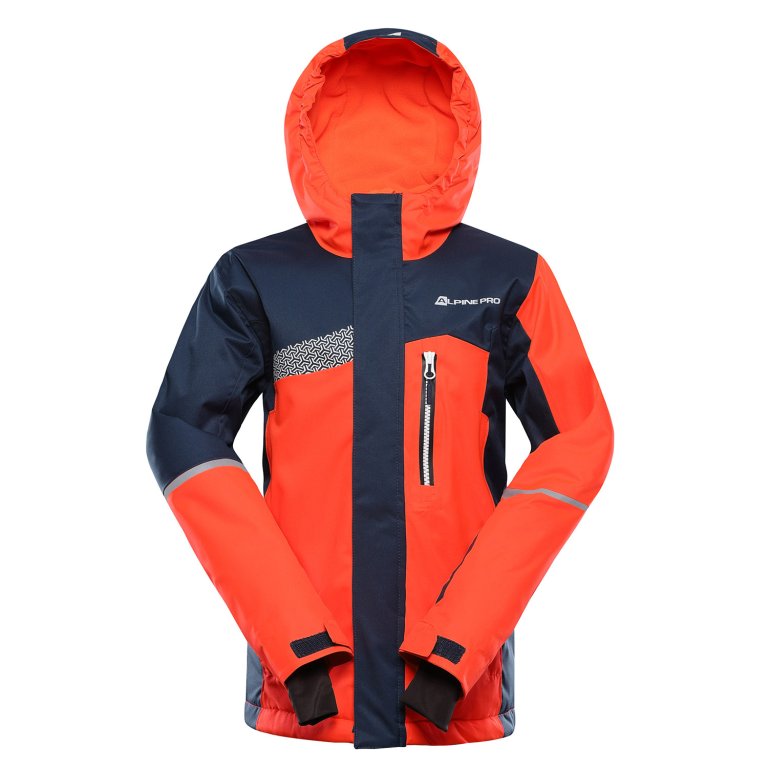 bunda dětská ALPINE PRO DEARO 2 lyžařská s membránou PTX oranžová/červená