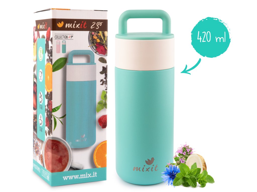 termoska Mixit 2go s čajovým sítkem 420ml mintová