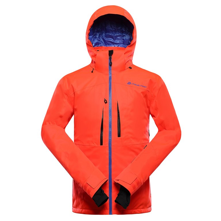 bunda pánská lyžařská ALPINE PRO REAS 2 s membránou PTX SNOW oranžovo/červená